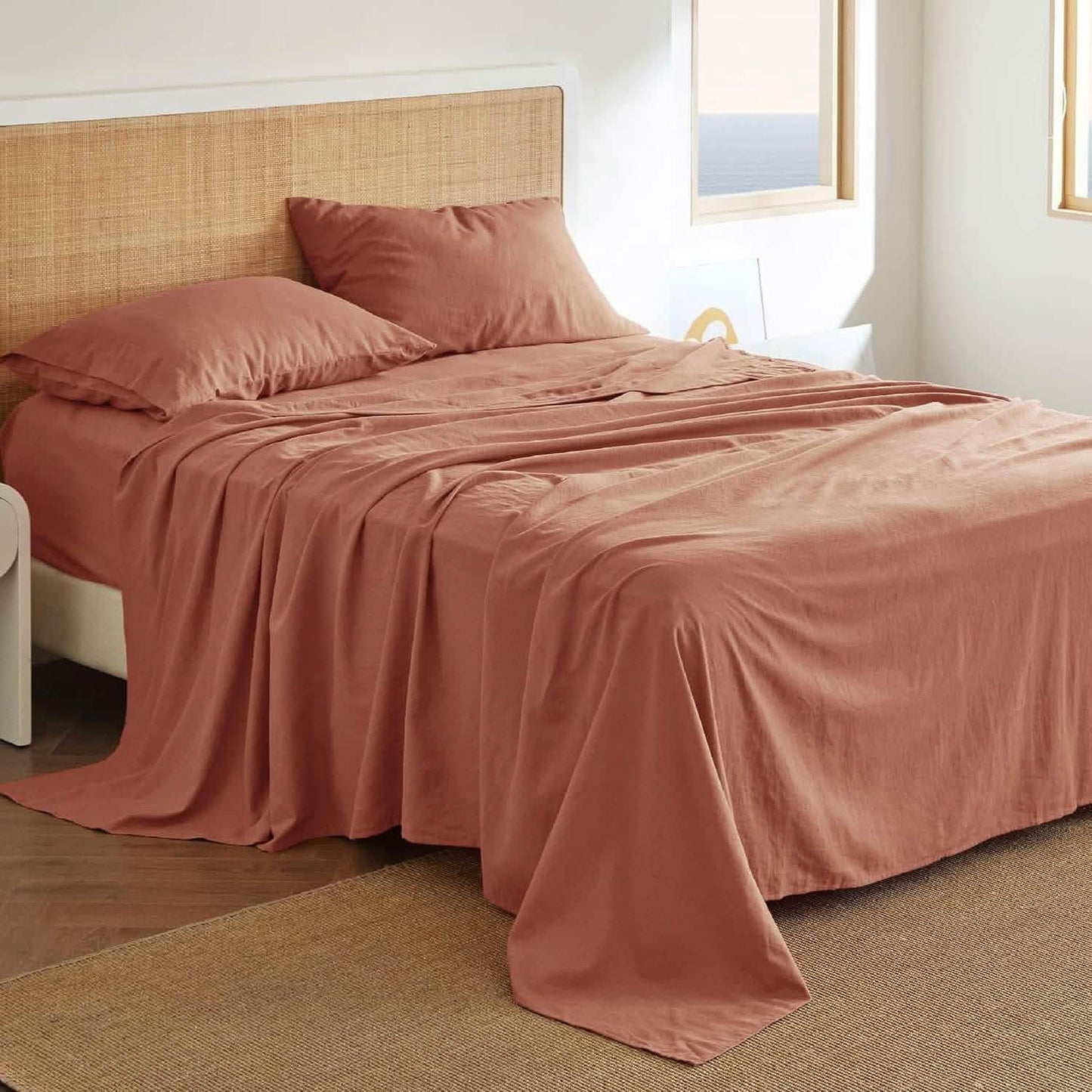 Breathable Cotton Linen Bed Sheet Set