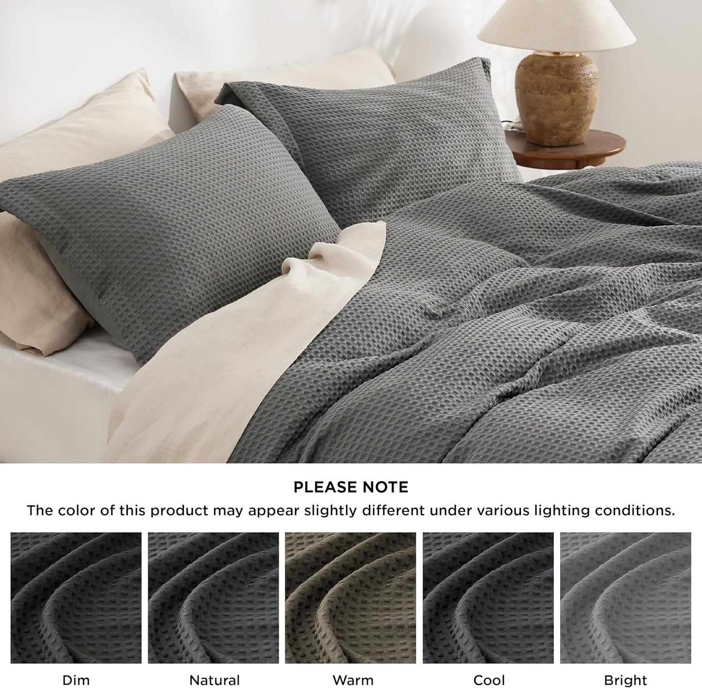 Polyester Microfiber Waffle Duvet Weave Duvet Cover Set