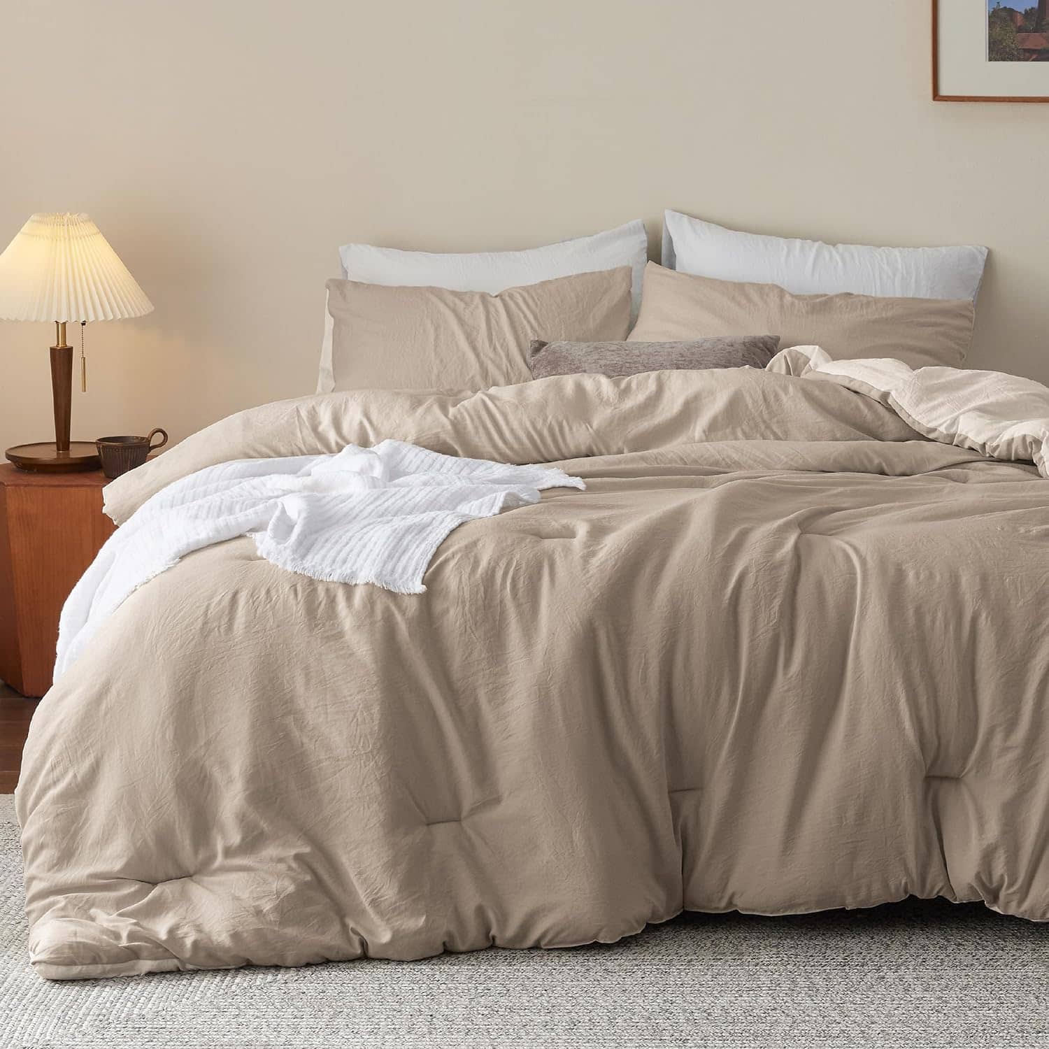 Prewashed Plain Comforter Set