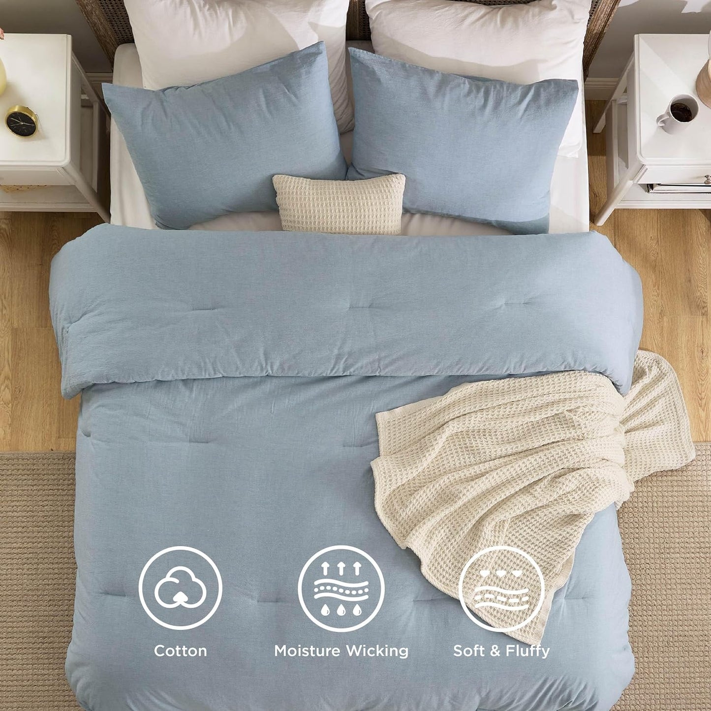 5 Piece Cotton Waffle Weave Bed-in-a-bag