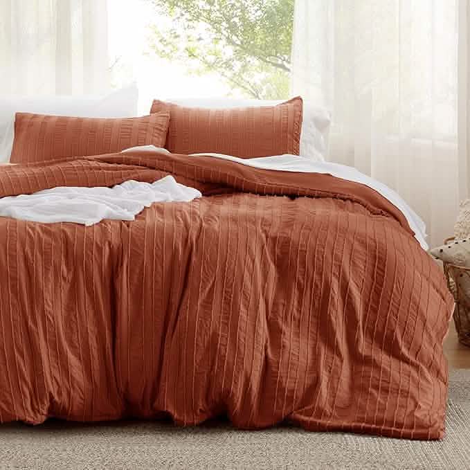 Striped Tufted Embroidery Duvet Cover Set