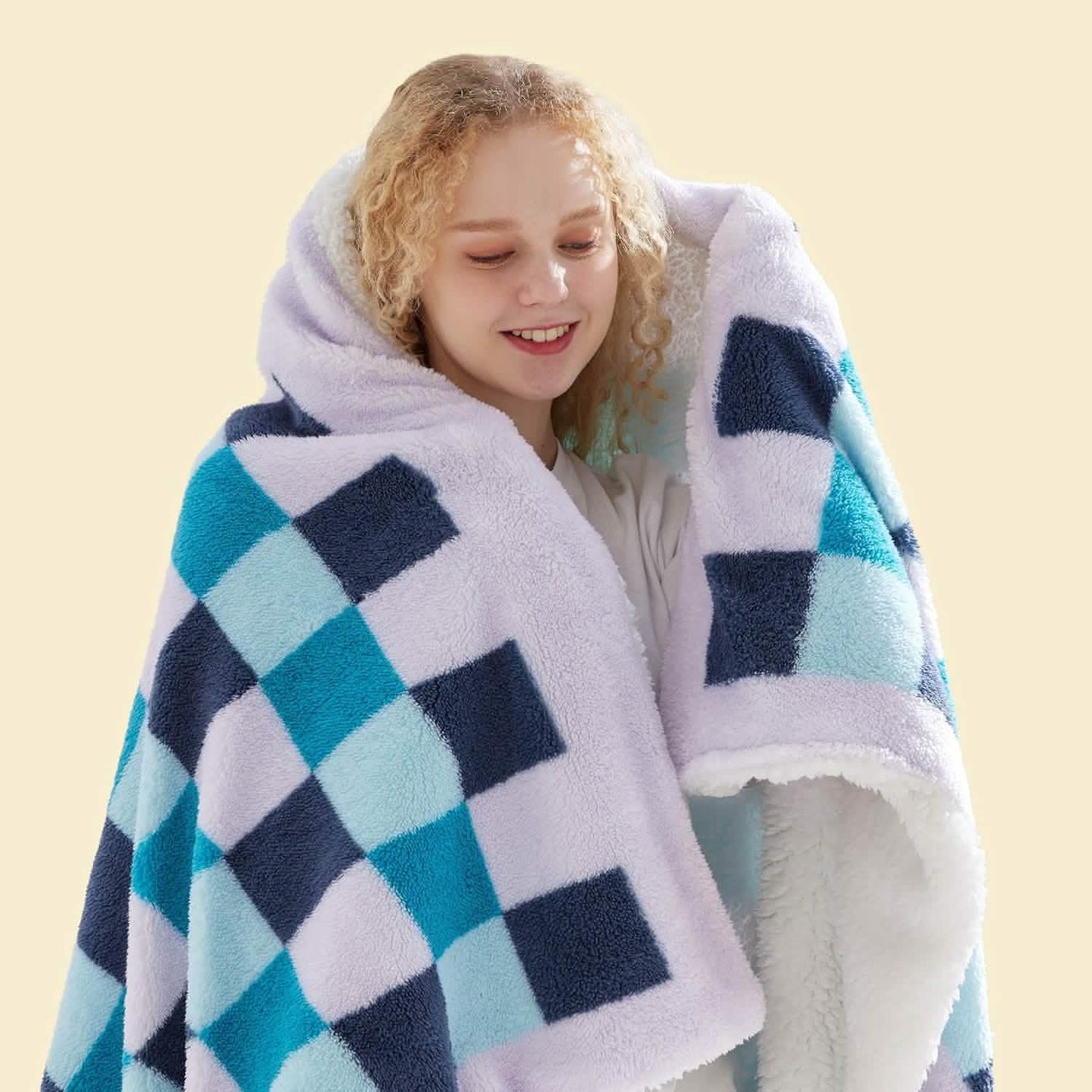 Printed Throw Sherpa Blanket lavender