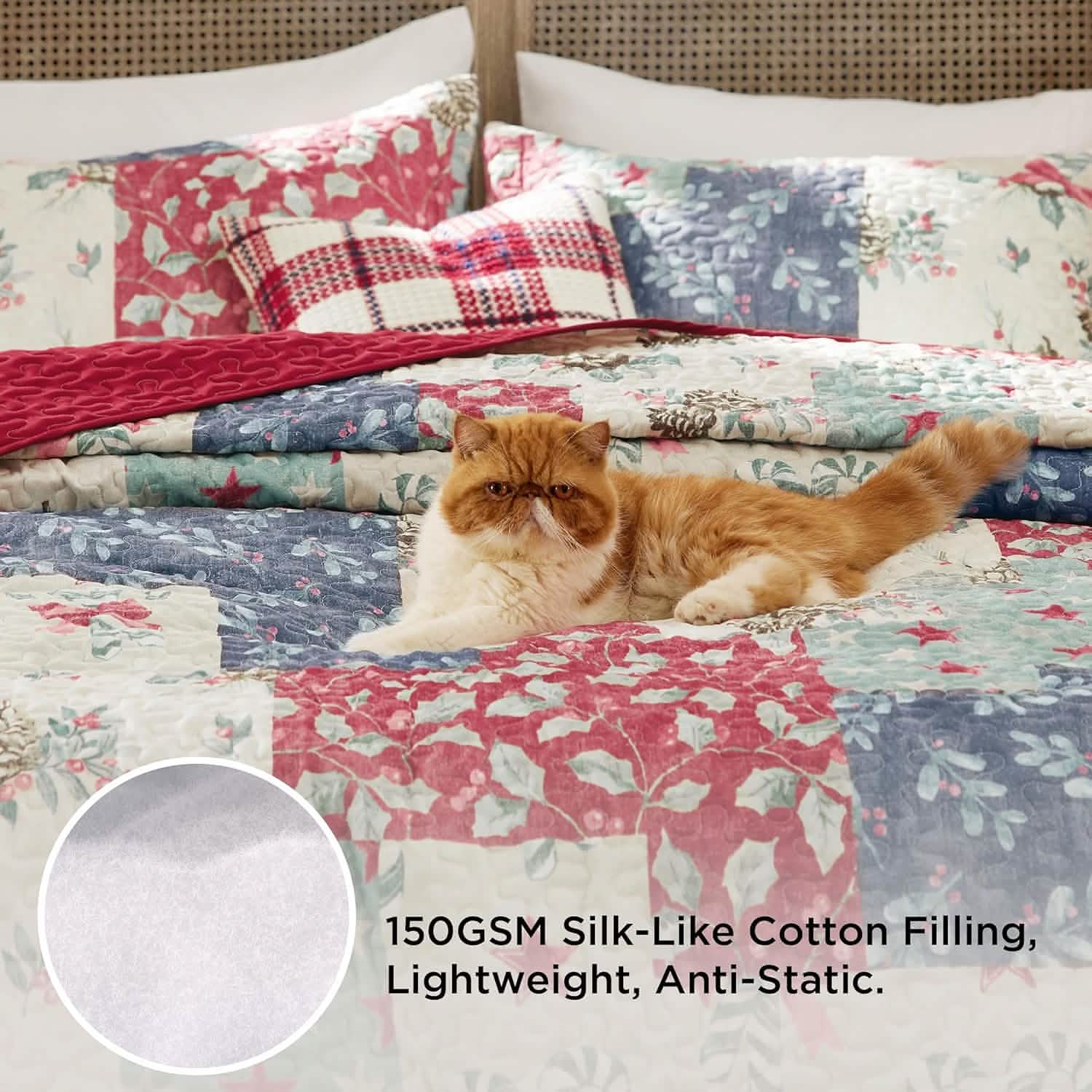 Christmas Modern Patchwork Quilt Set Plant