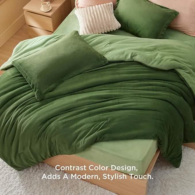 Puffy Flannel Fleece Comforter Set