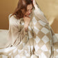 Ultra-Soft Double Side Yarn Sherpa Checkered Blanket