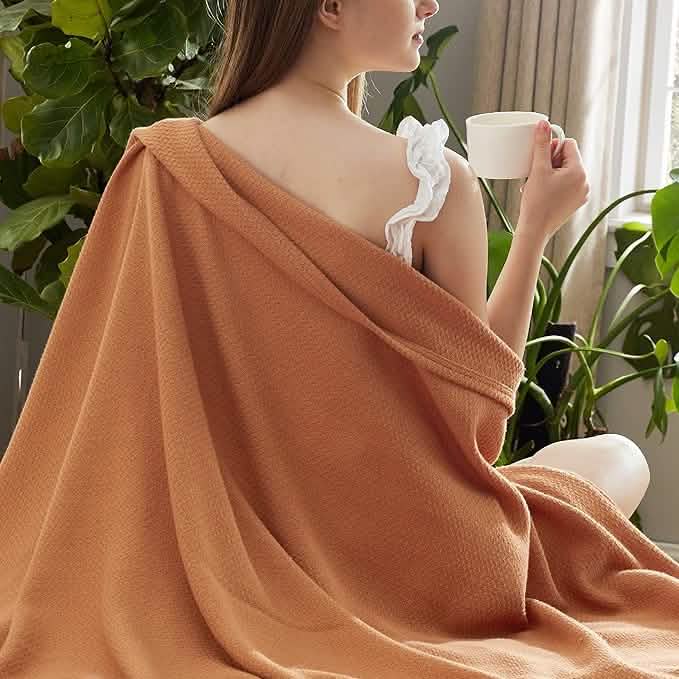 100% Cotton Herringbone Woven Blanket