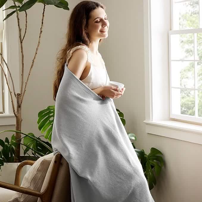 100% Cotton Herringbone Woven Blanket