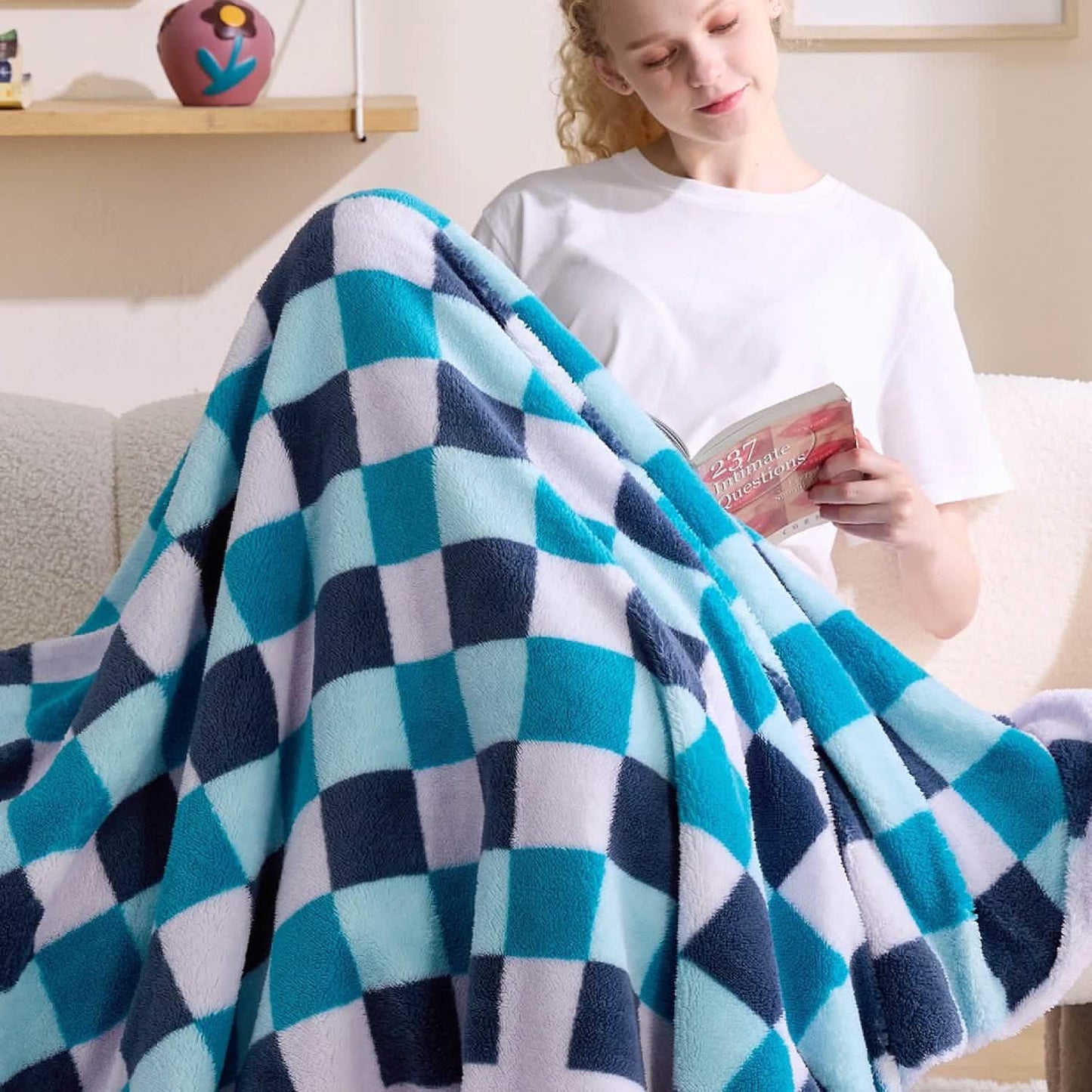 Printed Throw Sherpa Blanket lavender