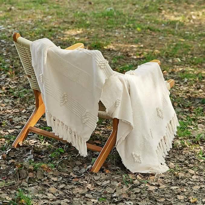 Striped Tufts Throw Blanket