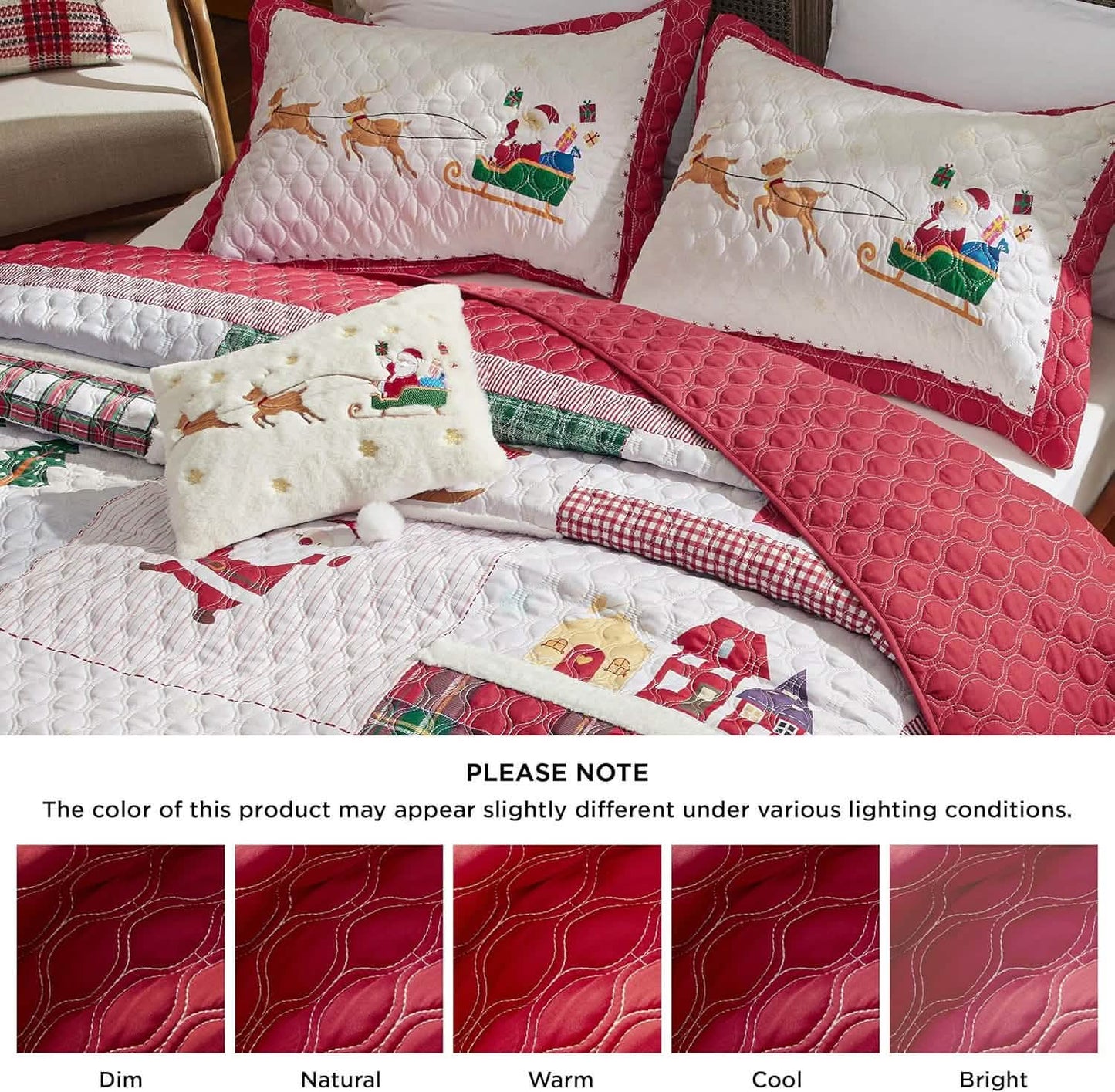Christmas Modern Patchwork Quilt Set Deer