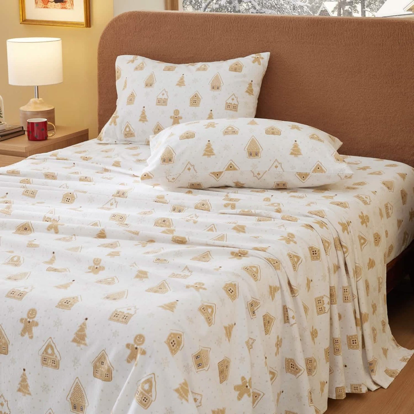 100% Cotton Flannel Sheets Almond Buff