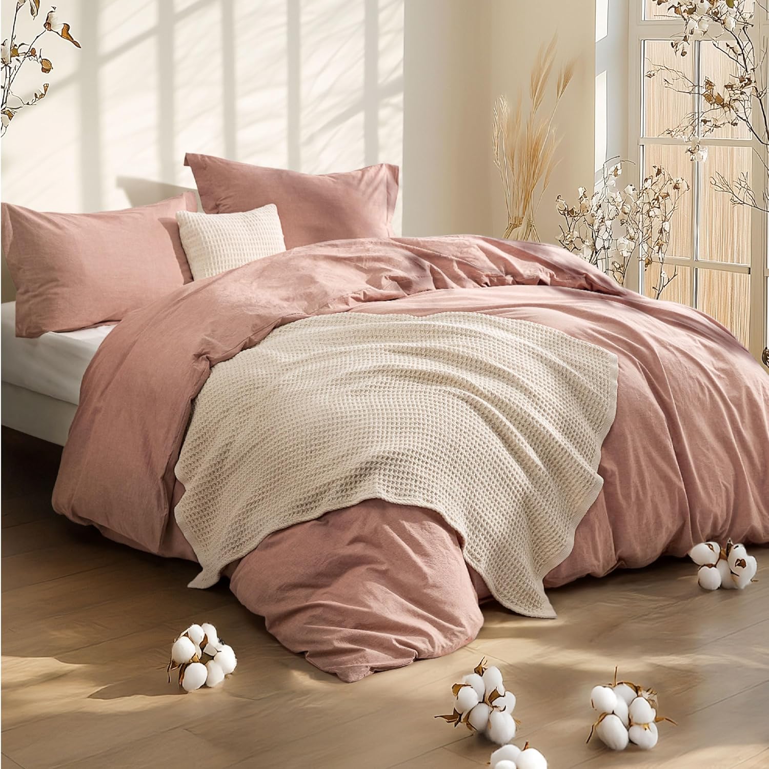 5 Piece Cotton Waffle Weave Bed-in-a-bag