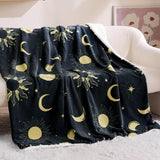 Bedsure Printed Throw Sherpa Blanket Sun and Moon