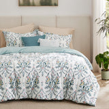 Bedsure Autumn Floral Bed-in-a-bag Blue