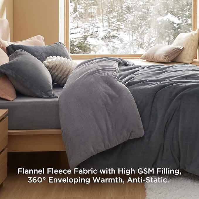 Puffy Flannel Fleece Comforter Set