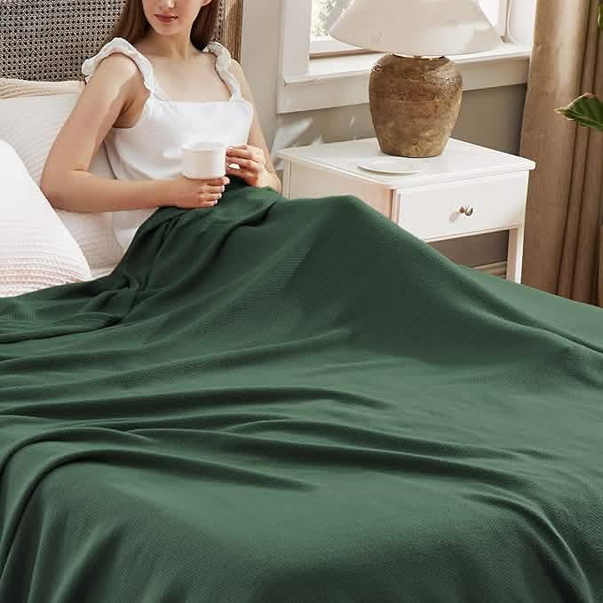 100% Cotton Herringbone Woven Blanket