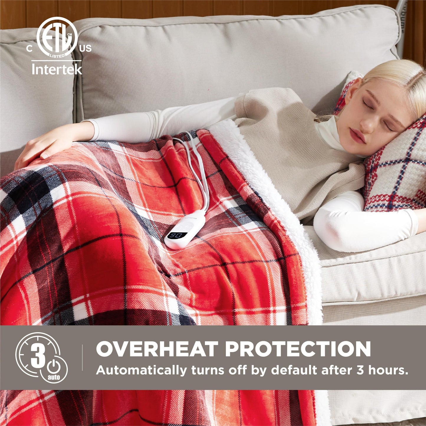 GentleSoft® Plaid Flannel Heated Blanket