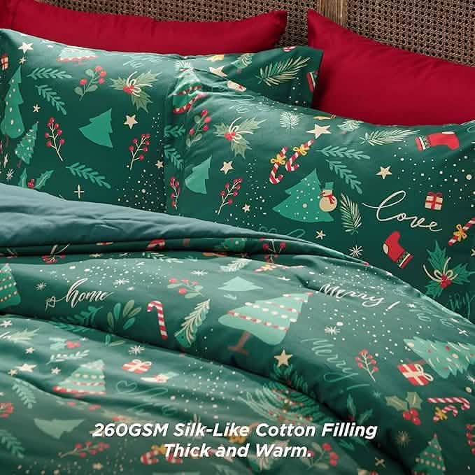 Christmas Plaid Comforter Set Green