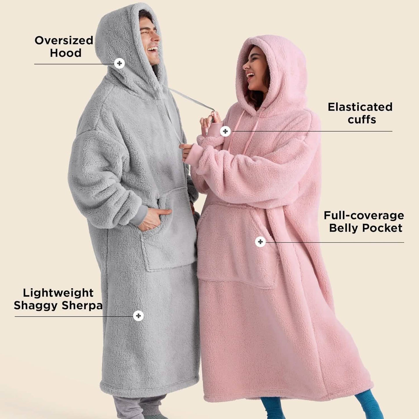 GentleSoft™ Ultra Soft Long Shaggy Sherpa Hooded Blanket