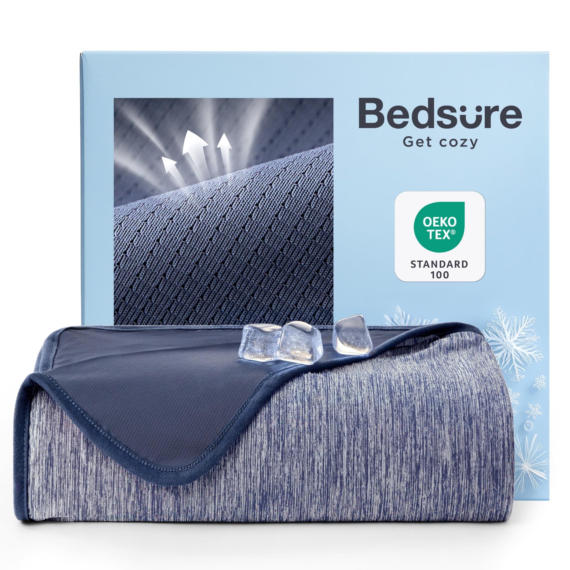 Bedsure Summer Cooling Blanket Queen Size for Hot Sleepers with Sports Mesh Design, Arc-Chill Q-Max 0.4 Lightweight Breathable Ice Cold Blanket for Night Sweats, 90 x 90 Inches, Mesh Grey