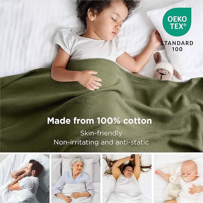 100% Cotton Herringbone Woven Blanket