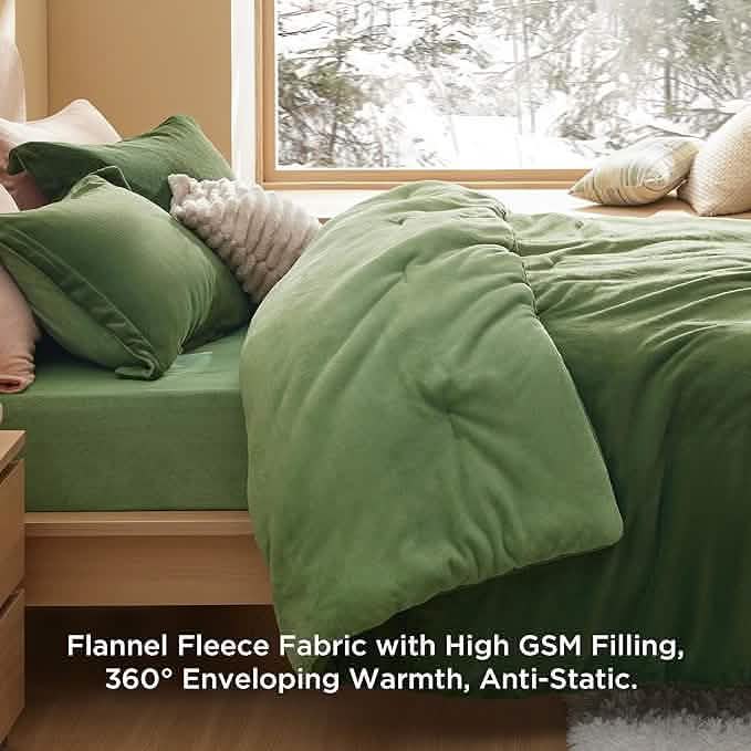 Puffy Flannel Fleece Comforter Set