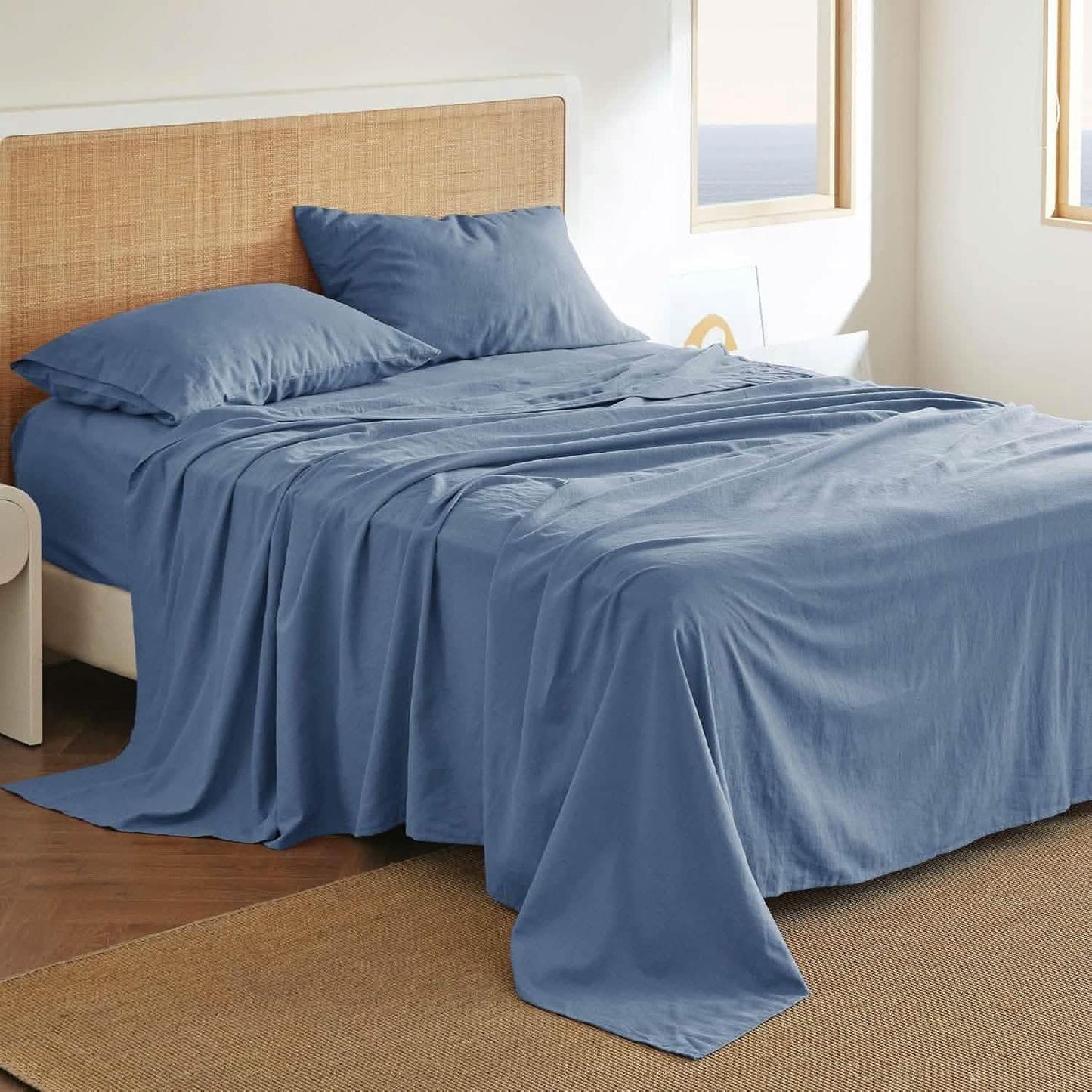 Breathable Cotton Linen Bed Sheet Set