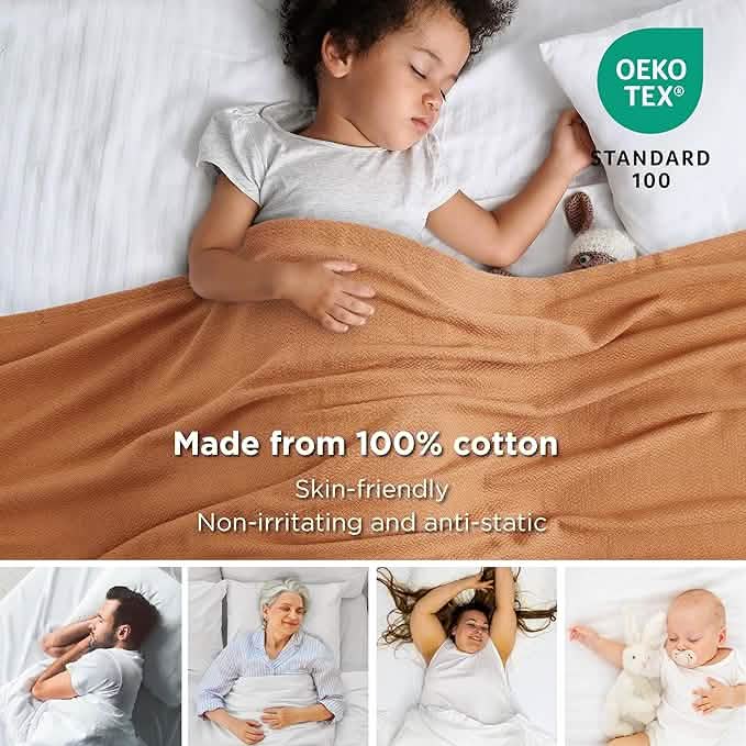 100% Cotton Herringbone Woven Blanket