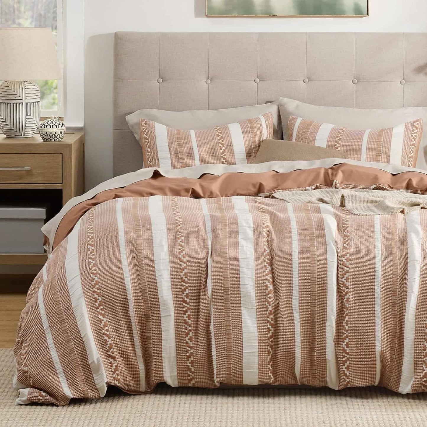 Cotton Boho Waffle Weave Duvet Cover Set