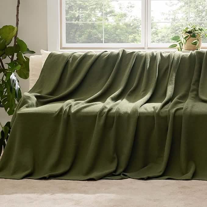 100% Cotton Herringbone Woven Blanket