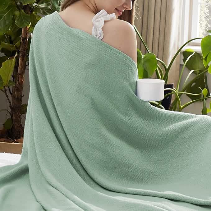 100% Cotton Herringbone Woven Blanket