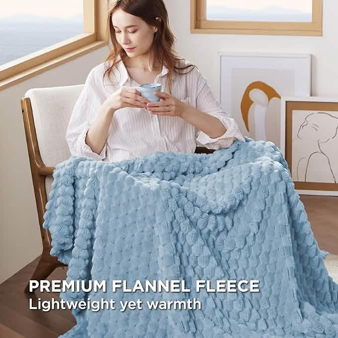 Textured Bubble Flannel Fleece Blanket