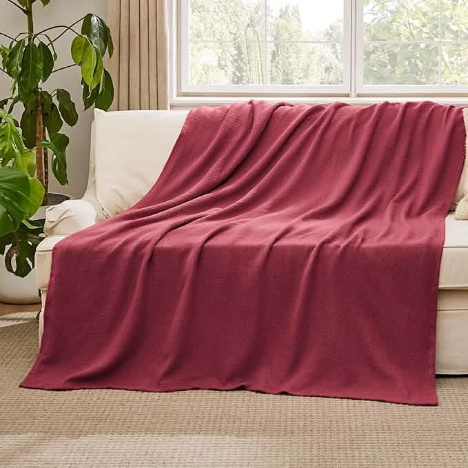 100% Cotton Herringbone Woven Blanket