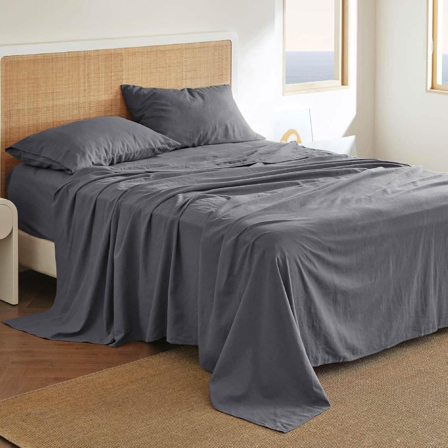 Breathable Cotton Linen Bed Sheet Set