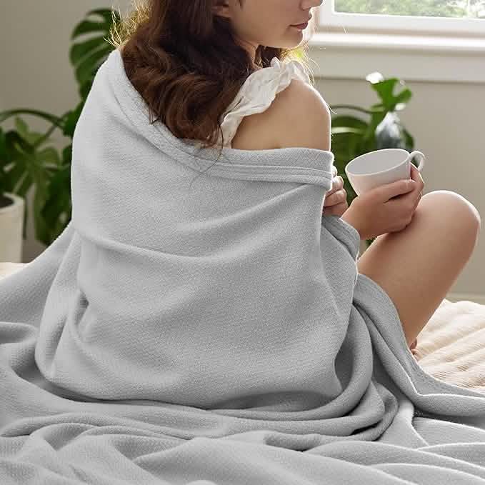 100% Cotton Herringbone Woven Blanket