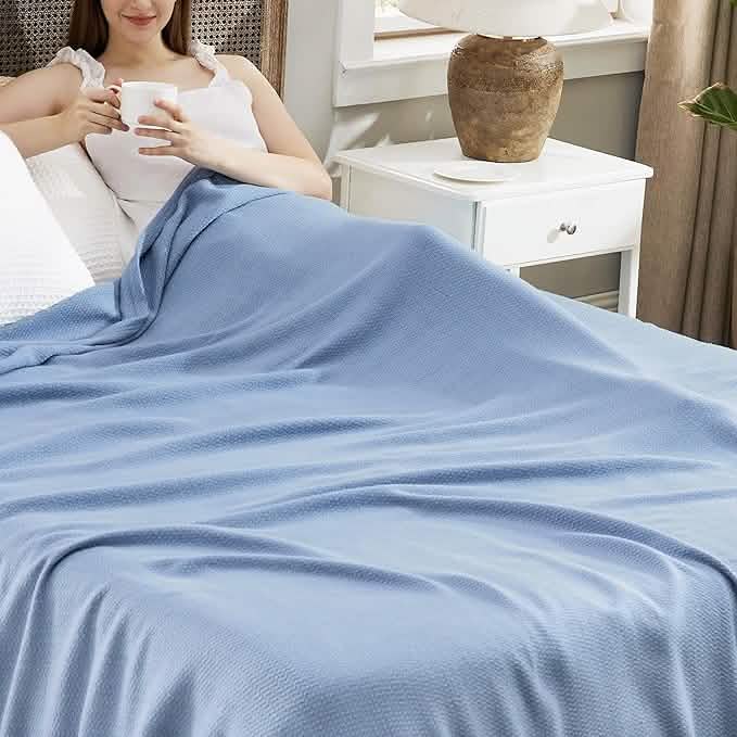 100% Cotton Herringbone Woven Blanket