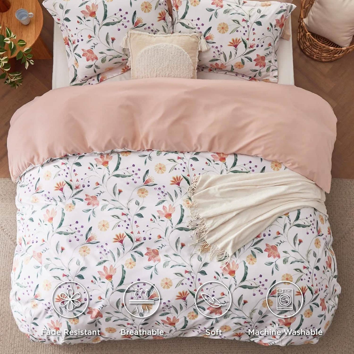 Reversible Pale Duvet Cover Set