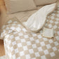 Ultra-Soft Double Side Yarn Sherpa Checkered Blanket