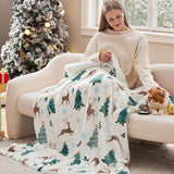 Bedsure Christmas Elk White Sherpa Throw Blanket