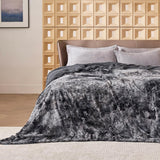 Faux Fur and Sherpa Tie-dye Reversible Blanket