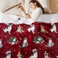 Christmas Flannel Heated Blanket Red