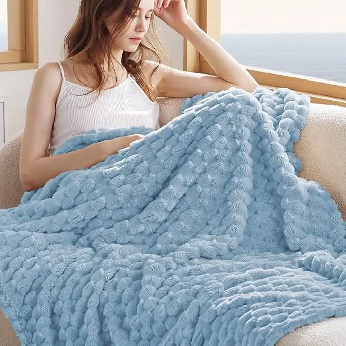 Textured Bubble Flannel Fleece Blanket