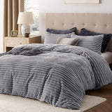 Bedsure Striped Flannel Duvet Cover Set