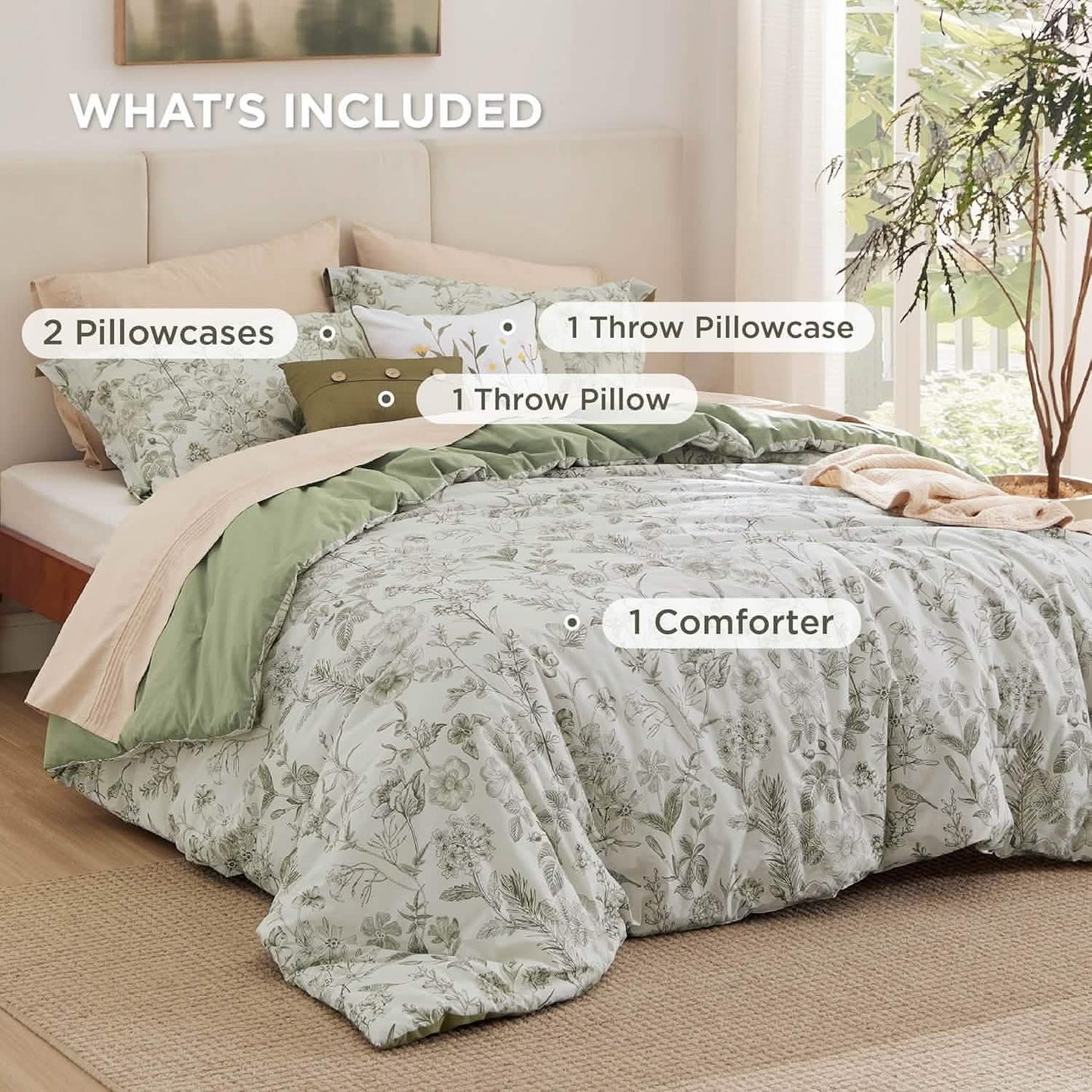 Autumn Floral Bed-in-a-bag Green