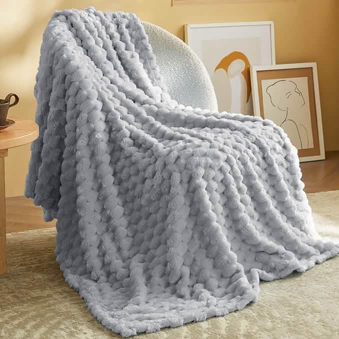 Textured Bubble Flannel Fleece Blanket