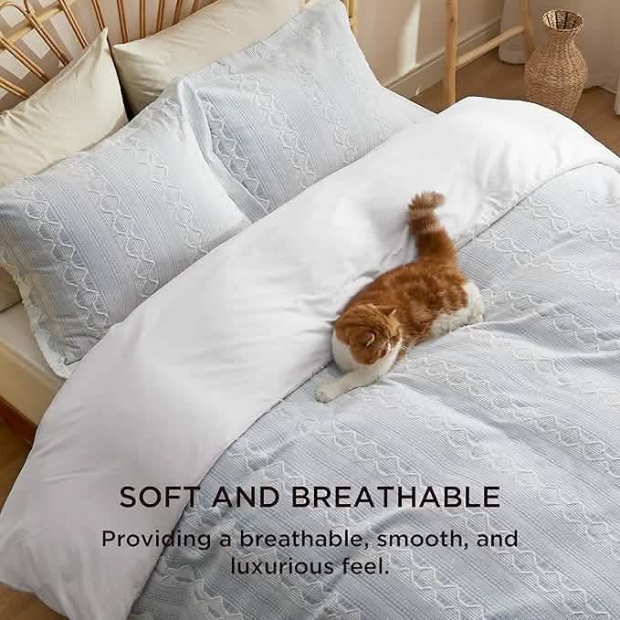 100% Cotton Diamond Wave Jacquard Duvet Cover Set