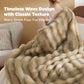 Fluffy Striped Faux Fur Blanket Beige