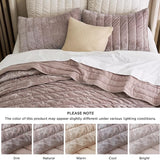 Bedsure Grace Striped Velvet Quilt Set