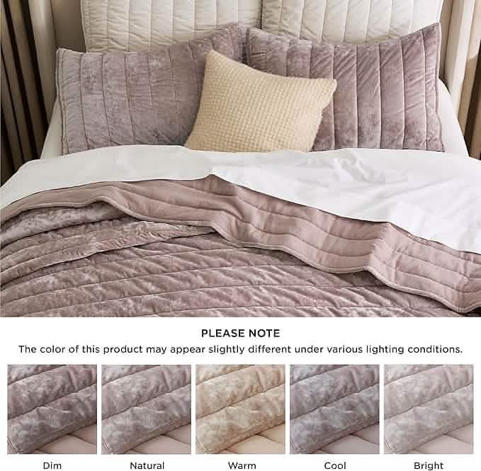 Grace Striped Velvet Quilt Set