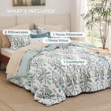 Bedsure Autumn Floral Bed-in-a-bag Blue